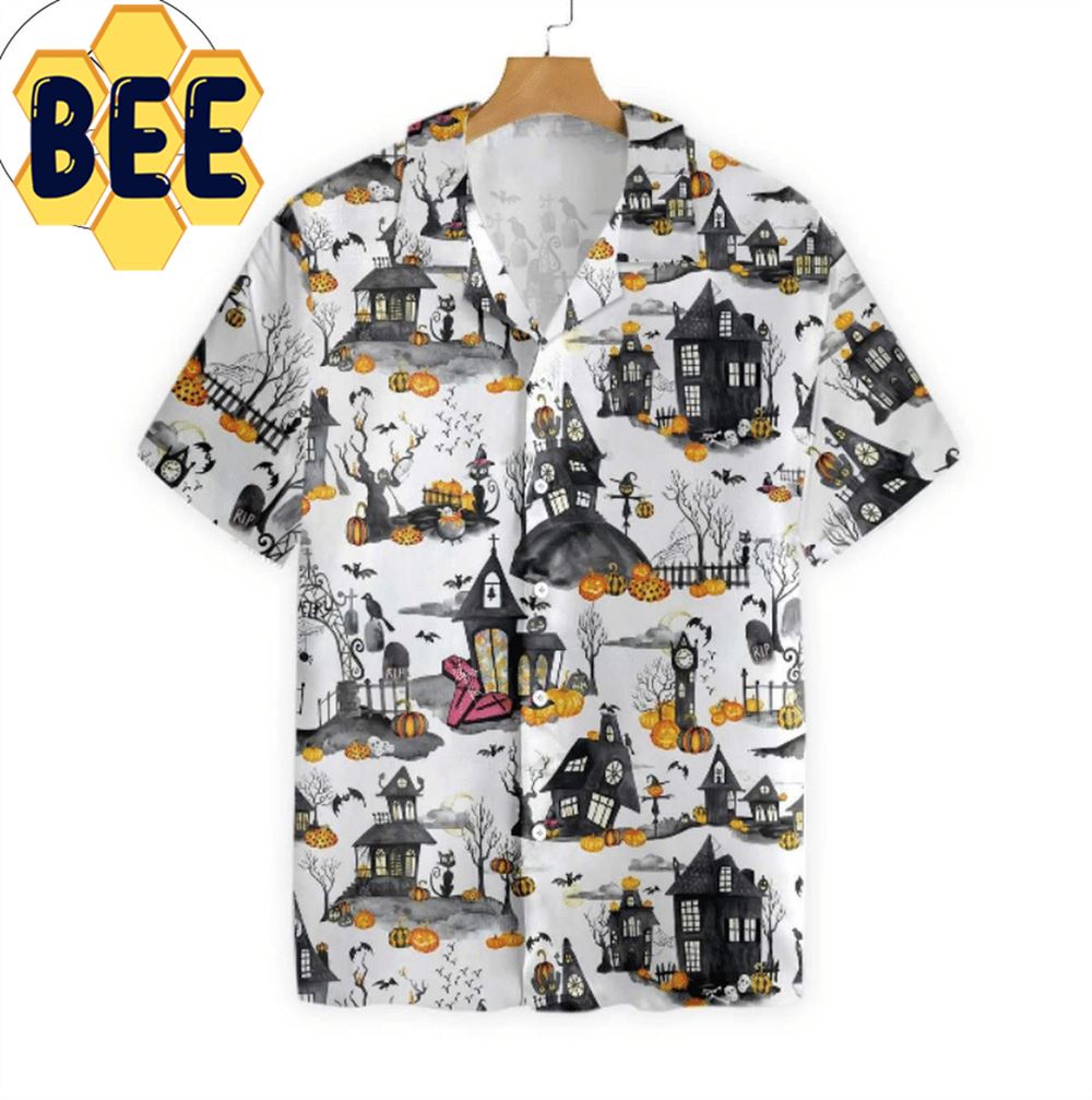 Haunted Houses Halloween Hawaiian Shirt Haunted Houses Halloween Hawaiian Shirt