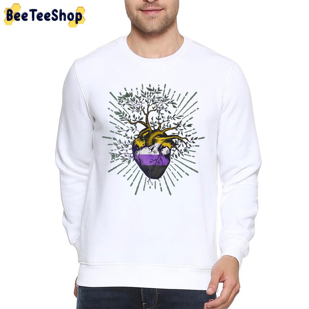 Heart Tree Of Life Lgbt With Non Binary Nonbinary Flag Unisex T-Shirt Heart Tree Of Life Lgbt With Non Binary Nonbinary Flag Unisex T-Shirt