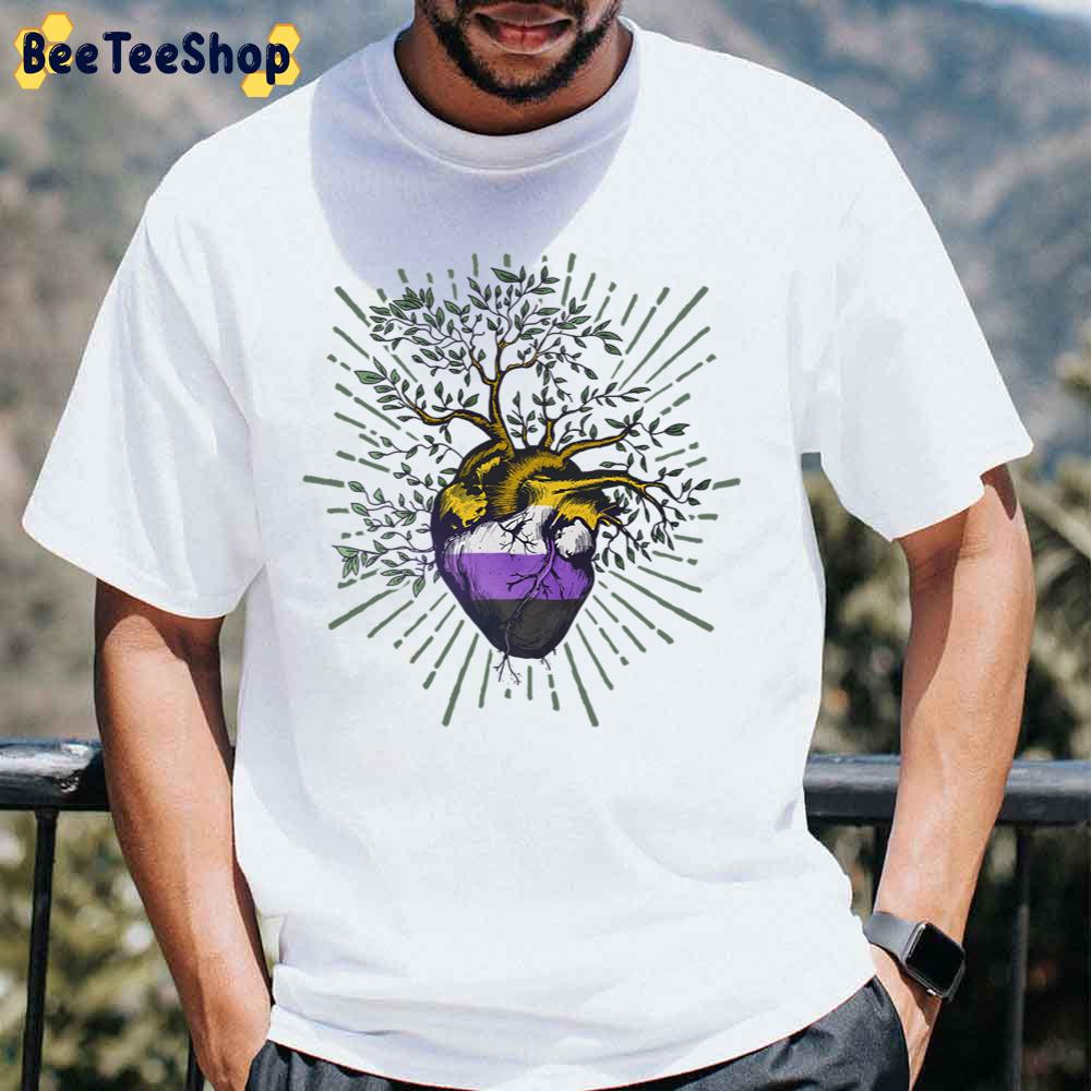 Heart Tree Of Life Lgbt With Non Binary Nonbinary Flag Unisex T-Shirt Heart Tree Of Life Lgbt With Non Binary Nonbinary Flag Unisex T-Shirt
