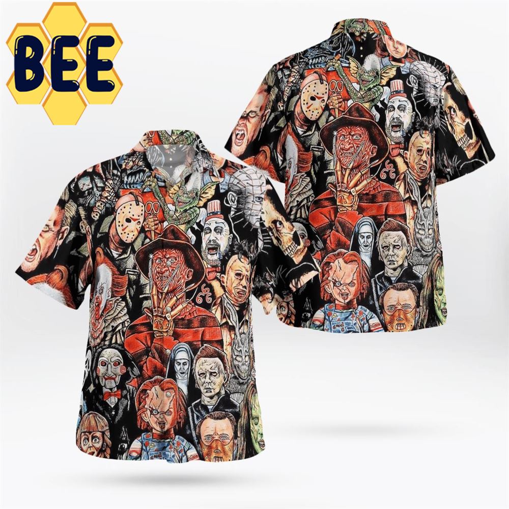 Horror Characters Movie Halloween Hawaiian Shirt Horror Characters Movie Halloween Hawaiian Shirt