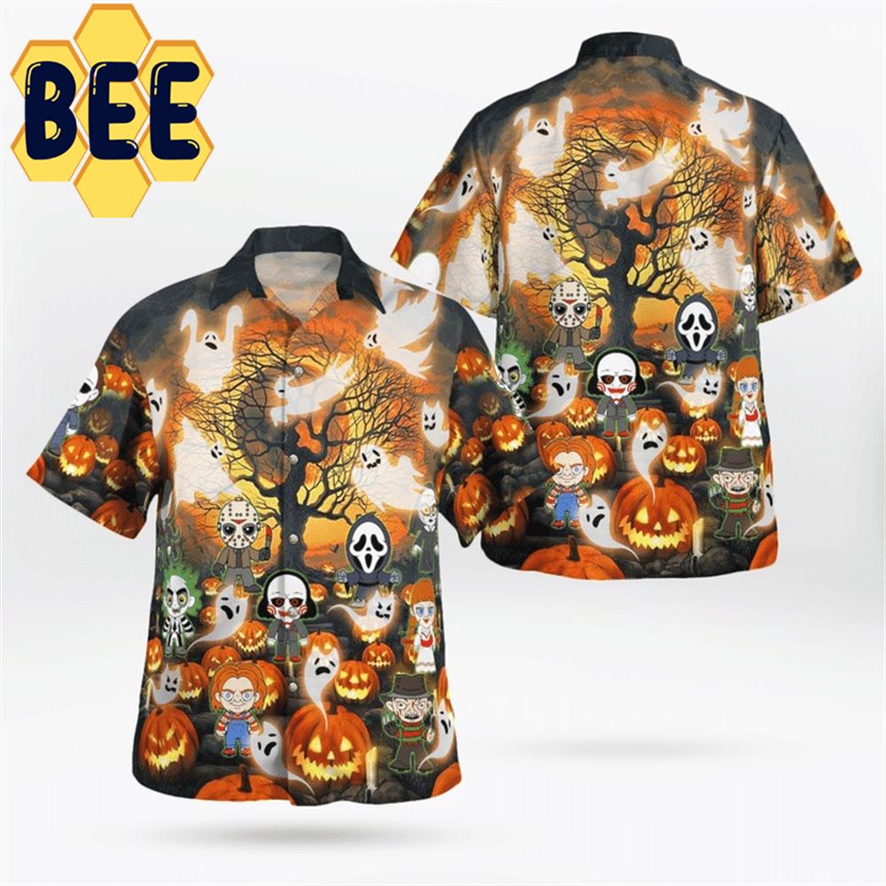 Horror Killers Chibi Halloween Hawaiian Shirt Horror Killers Chibi Halloween Hawaiian Shirt