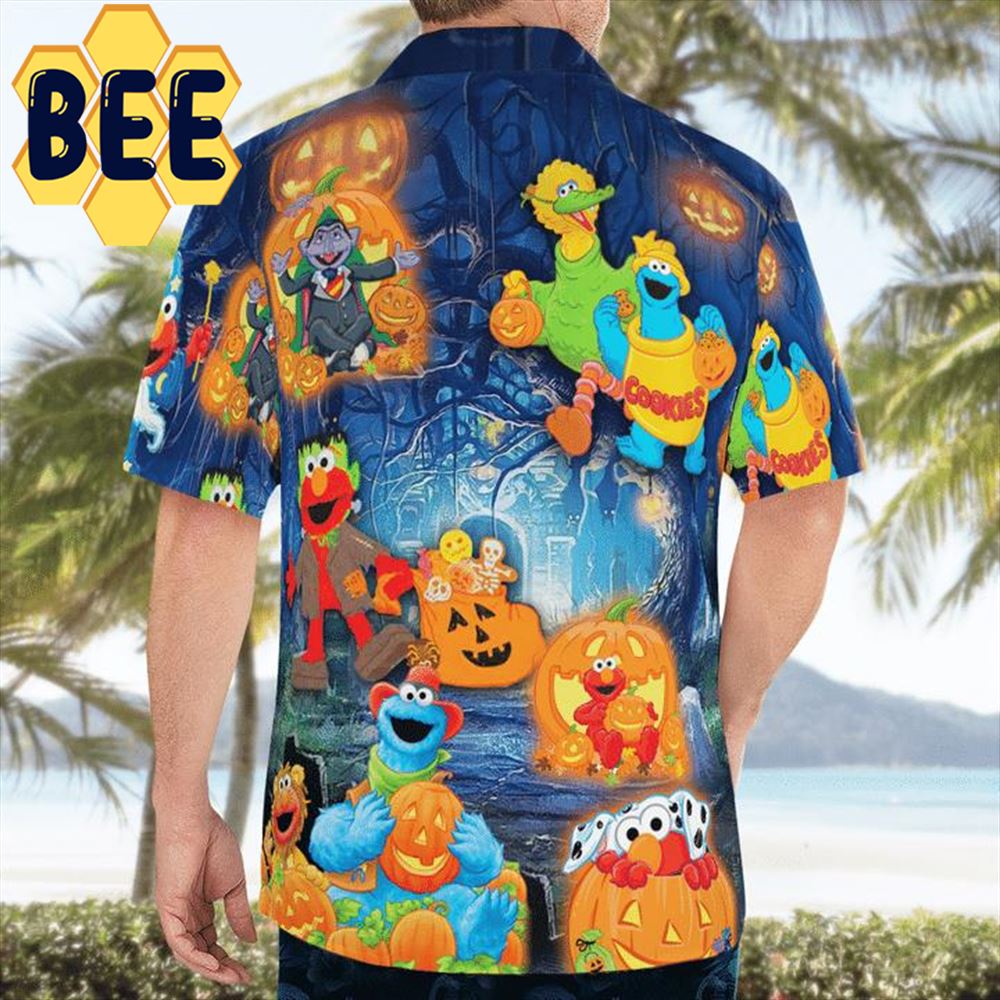 In Sesame Street And Pumpkins Halloween Hawaiian Shirt In Sesame Street And Pumpkins Halloween Hawaiian Shirt
