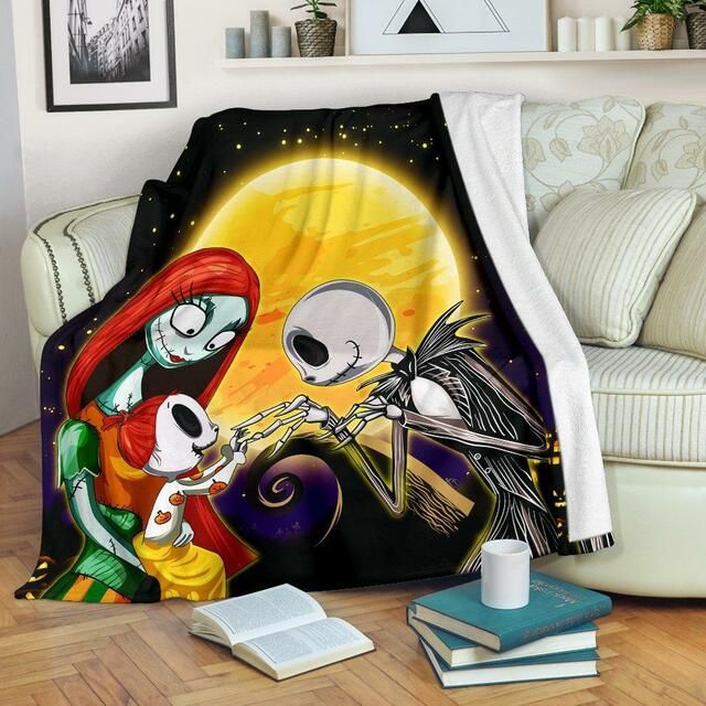 Jack Skellington And Sally Family Fleece Blanket Throw Blanket Gift 1 Jack Skellington And Sally Family Fleece Blanket Throw Blanket Gift 1