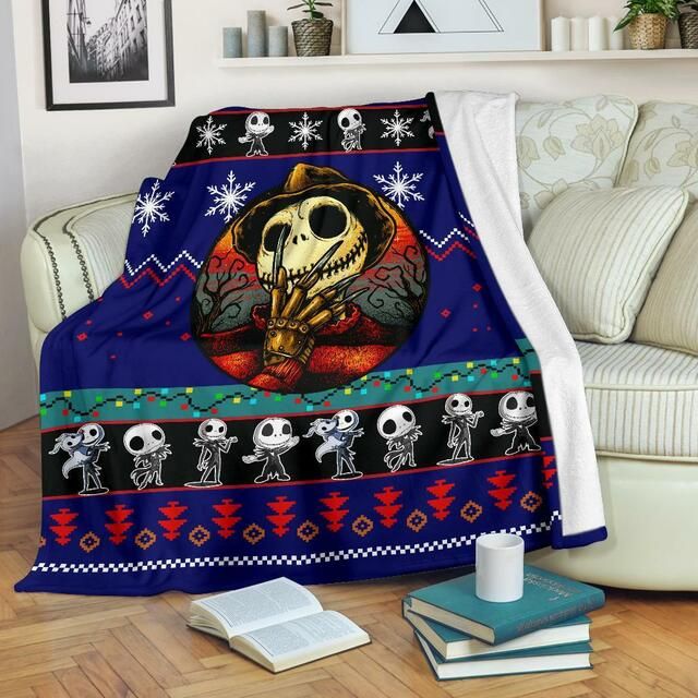 Jack Skellington Christmas Fleece Blanket Throw Blanket Gift Jack Skellington Christmas Fleece Blanket Throw Blanket Gift