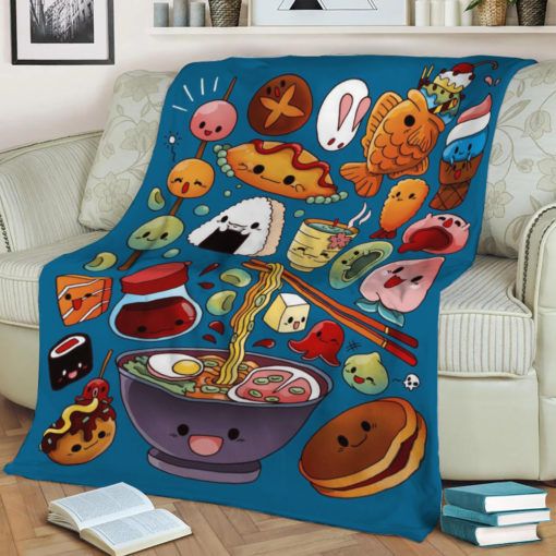 Japan Food Fleece Blanket Throw Blanket Gift Japan Food Fleece Blanket Throw Blanket Gift