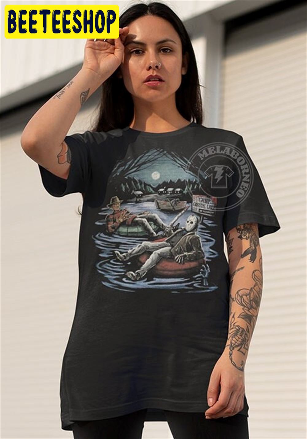 Jason And Freddy Funy Nightmare On Elm Street Retro Vintage Unisex T-Shirt Jason And Freddy Funy Nightmare On Elm Street Retro Vintage Unisex T-Shirt