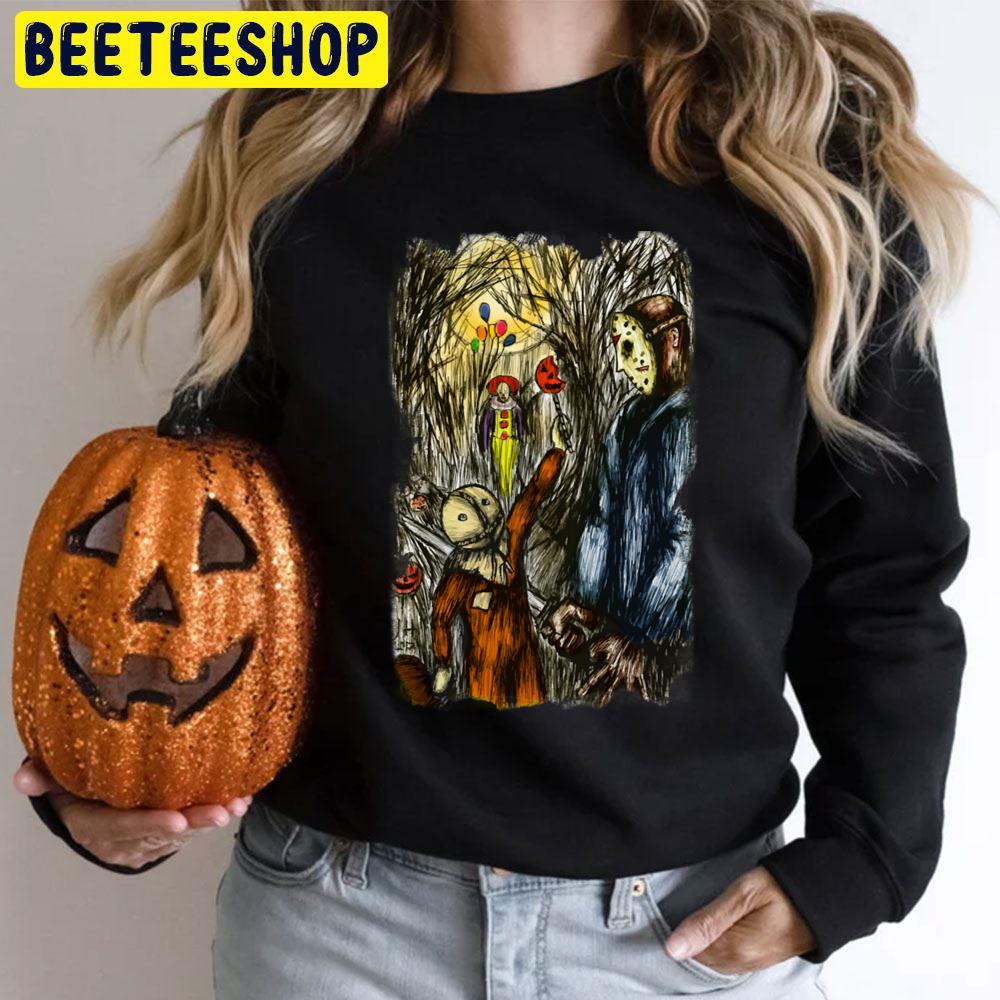 Jason Vorhees Sam Trick 'r' Treat And Evil Clown Halloween Unisex T-Shirt Jason Vorhees Sam Trick 'r' Treat And Evil Clown Halloween Unisex T-Shirt