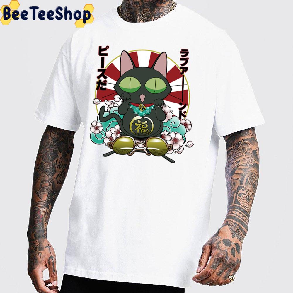 Lucky Love And Peace Kuro Neko Unisex T-Shirt Lucky Love And Peace Kuro Neko Unisex T-Shirt