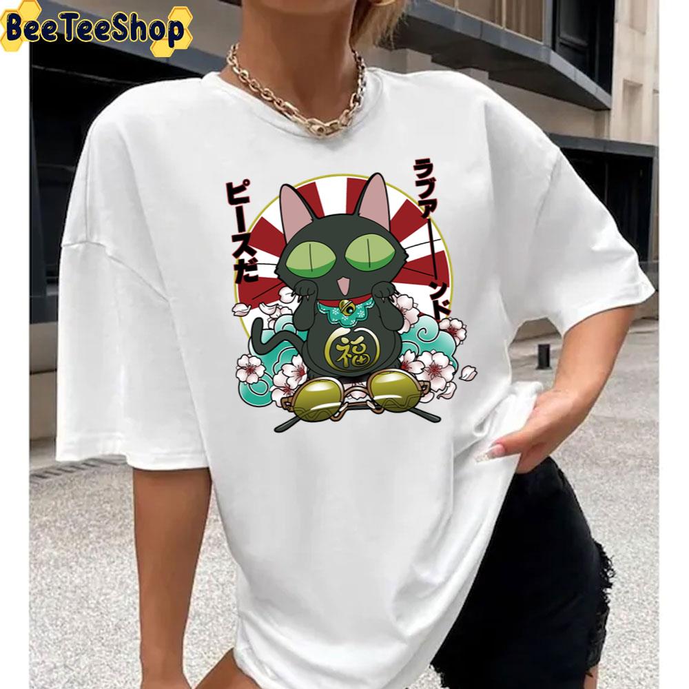 Lucky Love And Peace Kuro Neko Unisex T-Shirt Lucky Love And Peace Kuro Neko Unisex T-Shirt