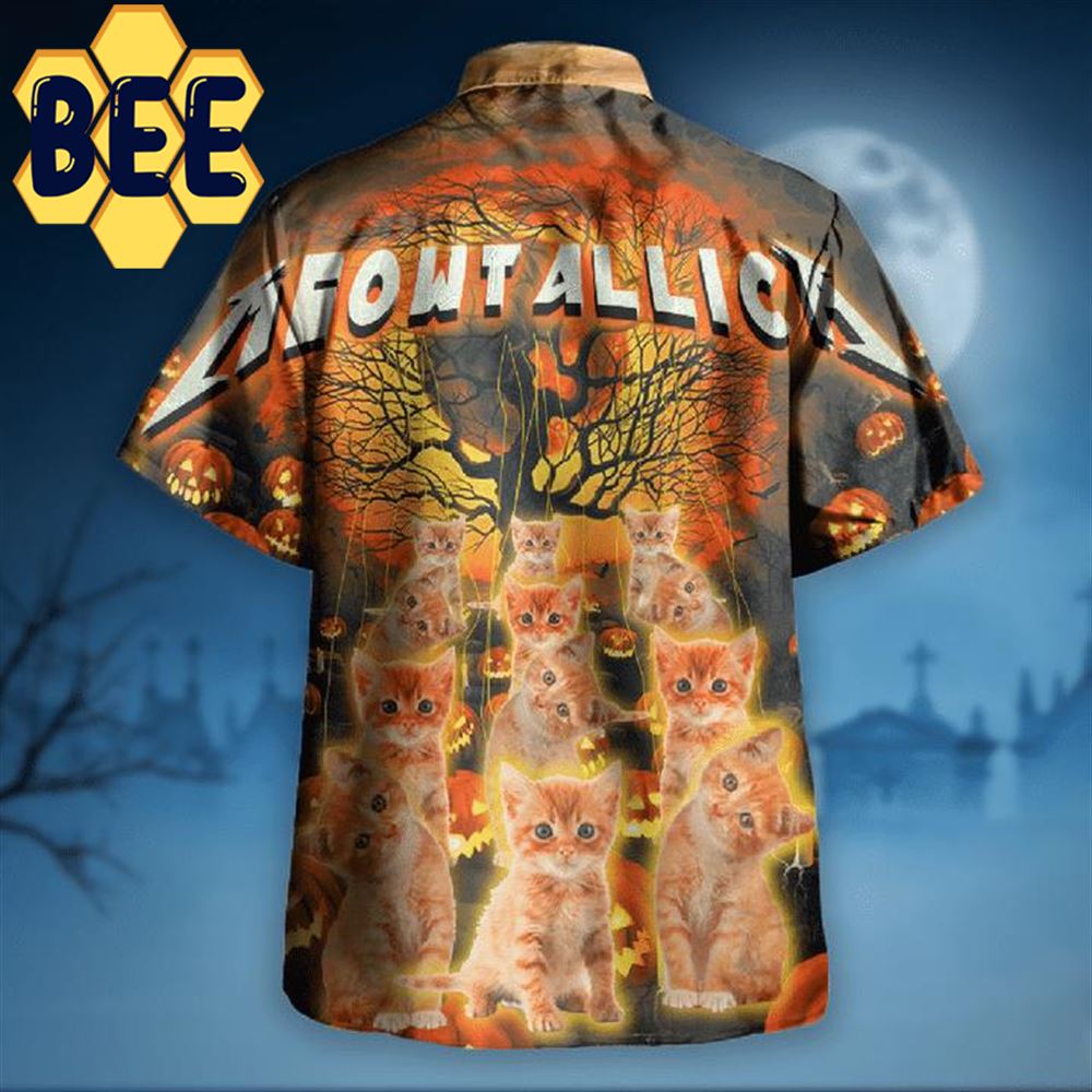 Meowtallica Master Of Kittens Halloween Hawaiian Shirt Meowtallica Master Of Kittens Halloween Hawaiian Shirt