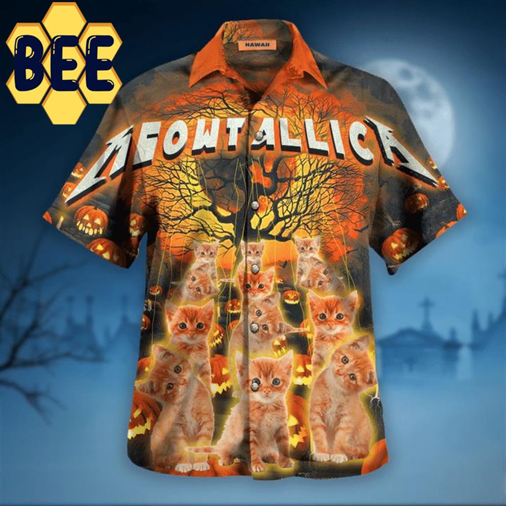 Meowtallica Master Of Kittens Halloween Hawaiian Shirt Meowtallica Master Of Kittens Halloween Hawaiian Shirt