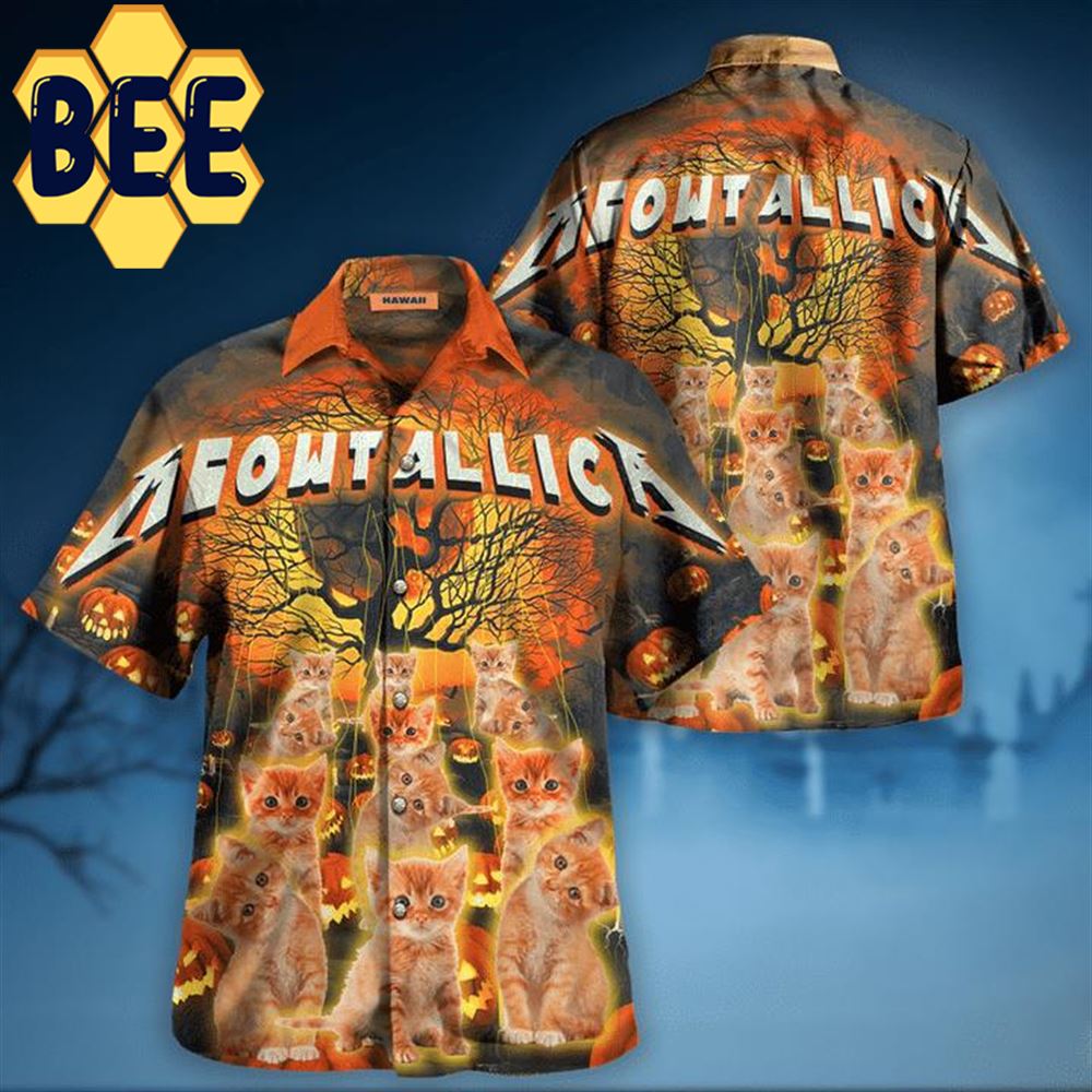 Meowtallica Master Of Kittens Halloween Hawaiian Shirt Meowtallica Master Of Kittens Halloween Hawaiian Shirt