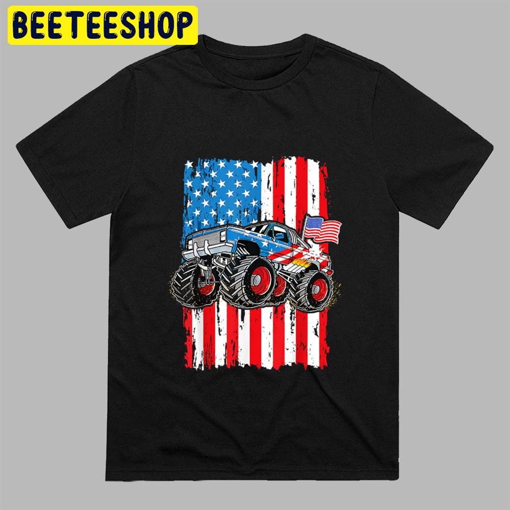 Monster Truck USA Flag Patriotic Boys Men 4th of July Unisex T-Shirt Monster Truck USA Flag Patriotic Boys Men 4th of July Unisex T-Shirt