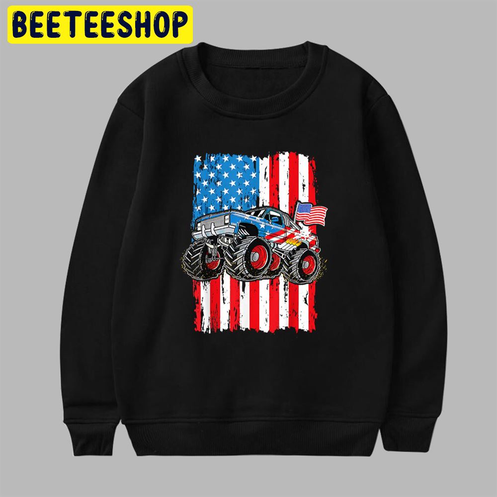Monster Truck USA Flag Patriotic Boys Men 4th of July Unisex T-Shirt Monster Truck USA Flag Patriotic Boys Men 4th of July Unisex T-Shirt