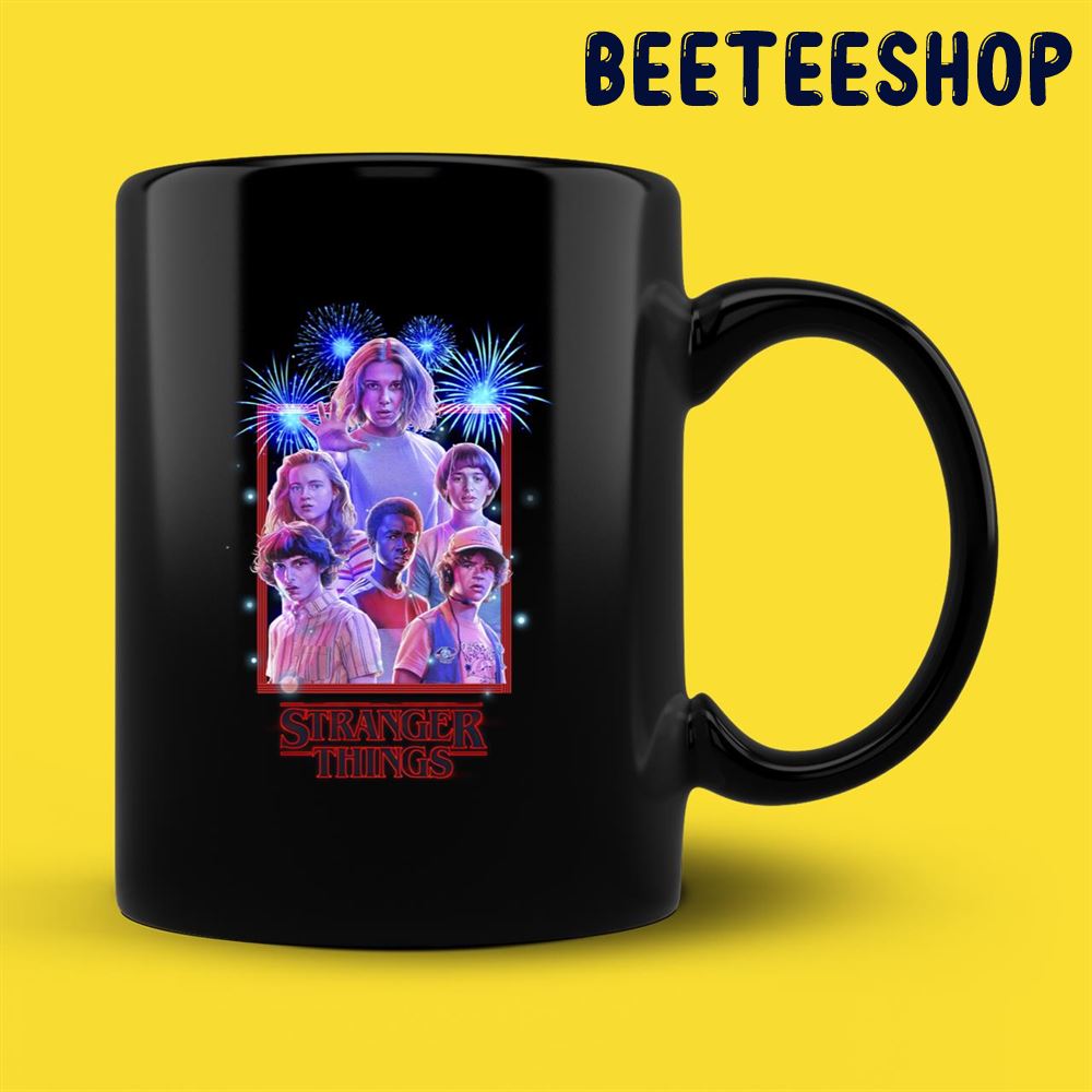 Netflix Stranger Things Group Shot Fireworks Mug Netflix Stranger Things Group Shot Fireworks Mug