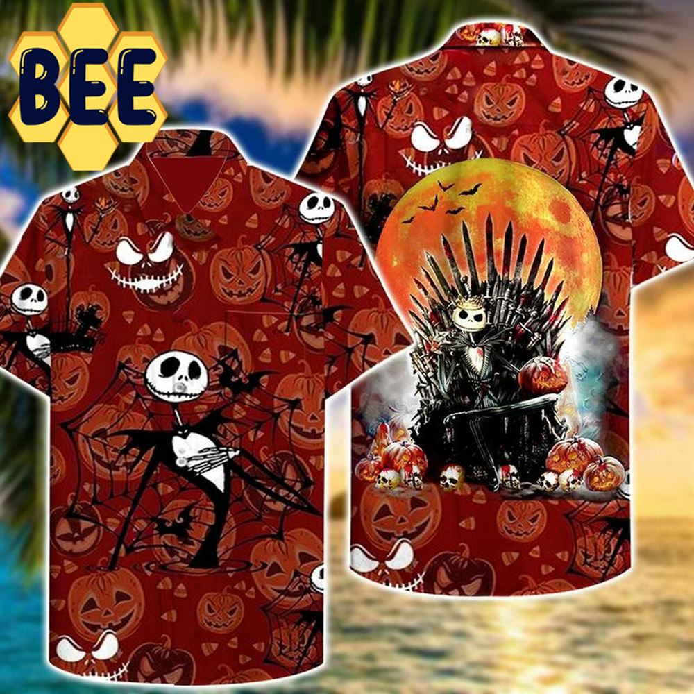 On The Throne Jack Skellington Halloween Hawaiian Shirt On The Throne Jack Skellington Halloween Hawaiian Shirt