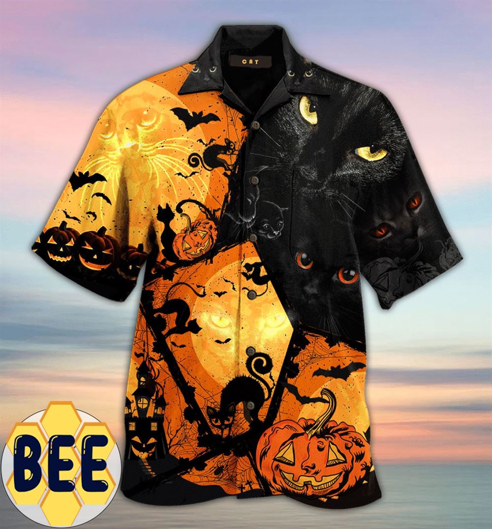 Order Black Cat Halloween Hawaiian Shirt Order Black Cat Halloween Hawaiian Shirt