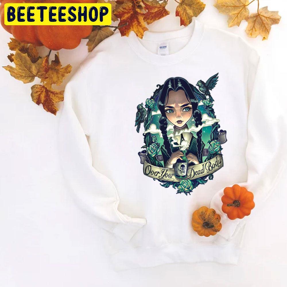 Over Your Dead Body The Addams Family Image Retro Black Gift Art Halloween Unisex T-Shirt Over Your Dead Body The Addams Family Image Retro Black Gift Art Halloween Unisex T-Shirt