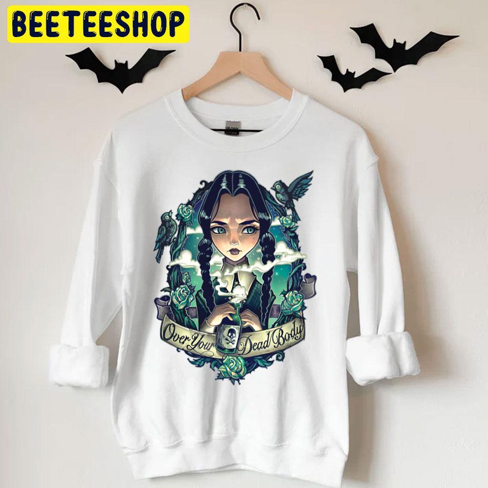 Over Your Dead Body The Addams Family Image Retro Black Gift Art Halloween Unisex T-Shirt Over Your Dead Body The Addams Family Image Retro Black Gift Art Halloween Unisex T-Shirt
