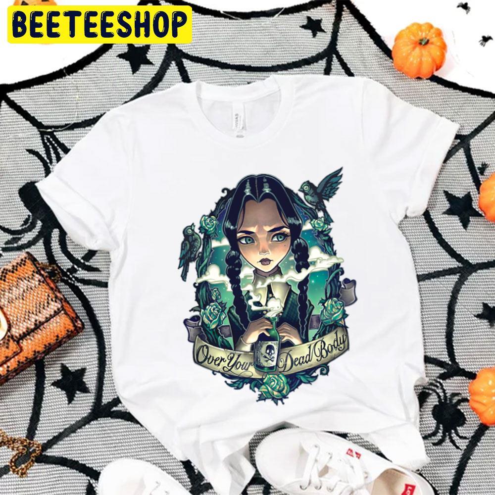 Over Your Dead Body The Addams Family Image Retro Black Gift Art Halloween Unisex T-Shirt Over Your Dead Body The Addams Family Image Retro Black Gift Art Halloween Unisex T-Shirt