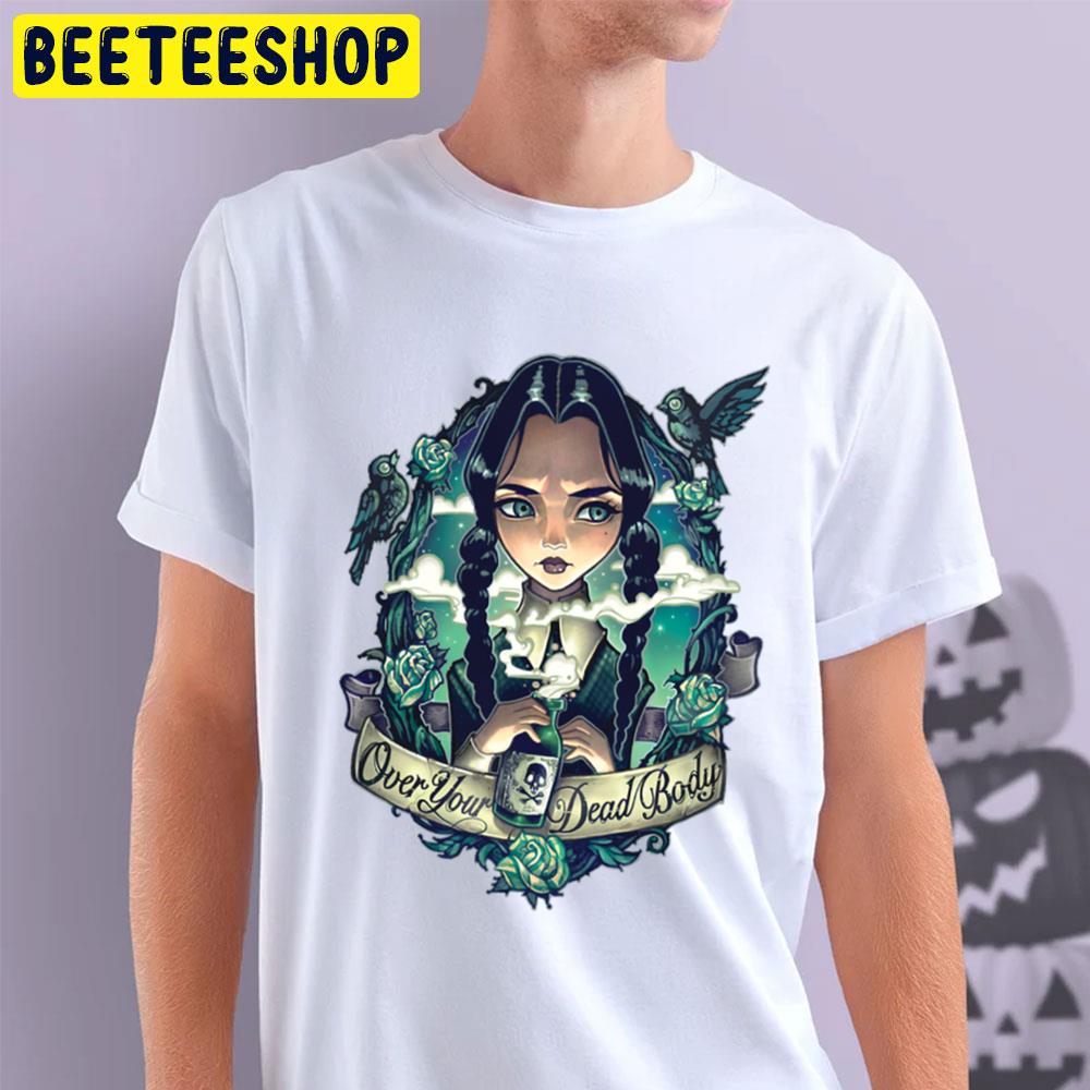 Over Your Dead Body The Addams Family Image Retro Black Gift Art Halloween Unisex T-Shirt Over Your Dead Body The Addams Family Image Retro Black Gift Art Halloween Unisex T-Shirt