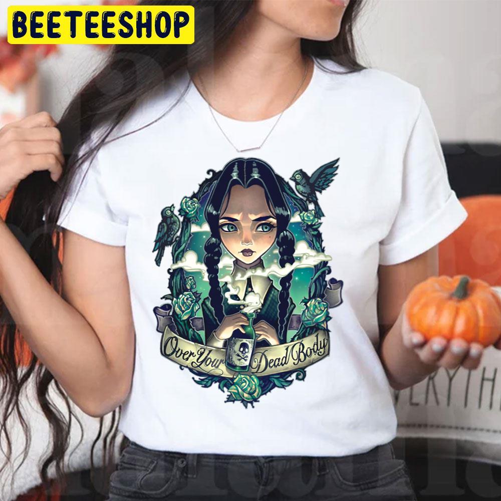 Over Your Dead Body The Addams Family Image Retro Black Gift Art Halloween Unisex T-Shirt Over Your Dead Body The Addams Family Image Retro Black Gift Art Halloween Unisex T-Shirt