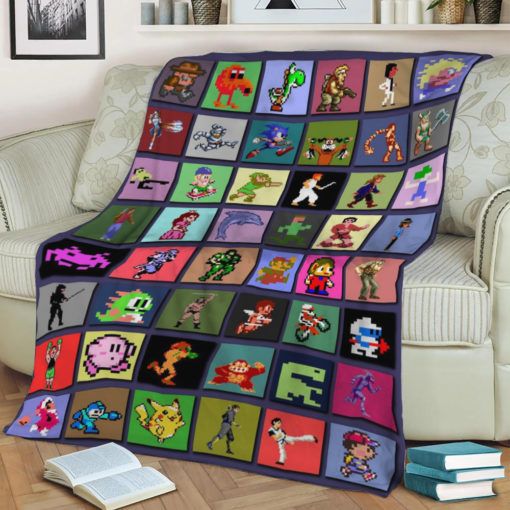 Pixel Heroes Navy Fleece Blanket Throw Blanket Gift Pixel Heroes Navy Fleece Blanket Throw Blanket Gift