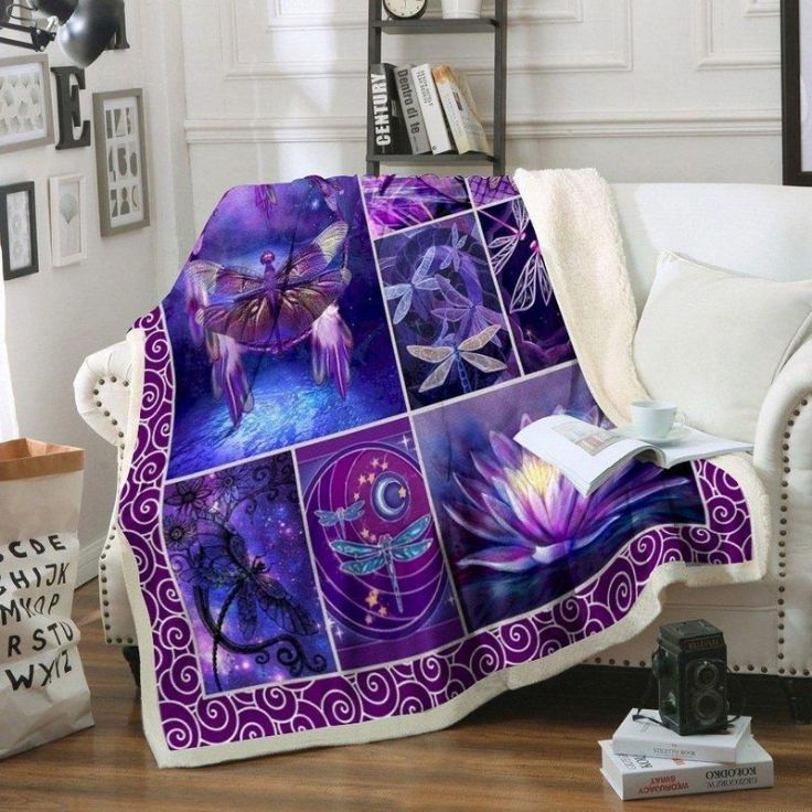 Purple Dragonfly 2 Premium Comfy Sofa Throw Blanket Purple Dragonfly 2 Premium Comfy Sofa Throw Blanket