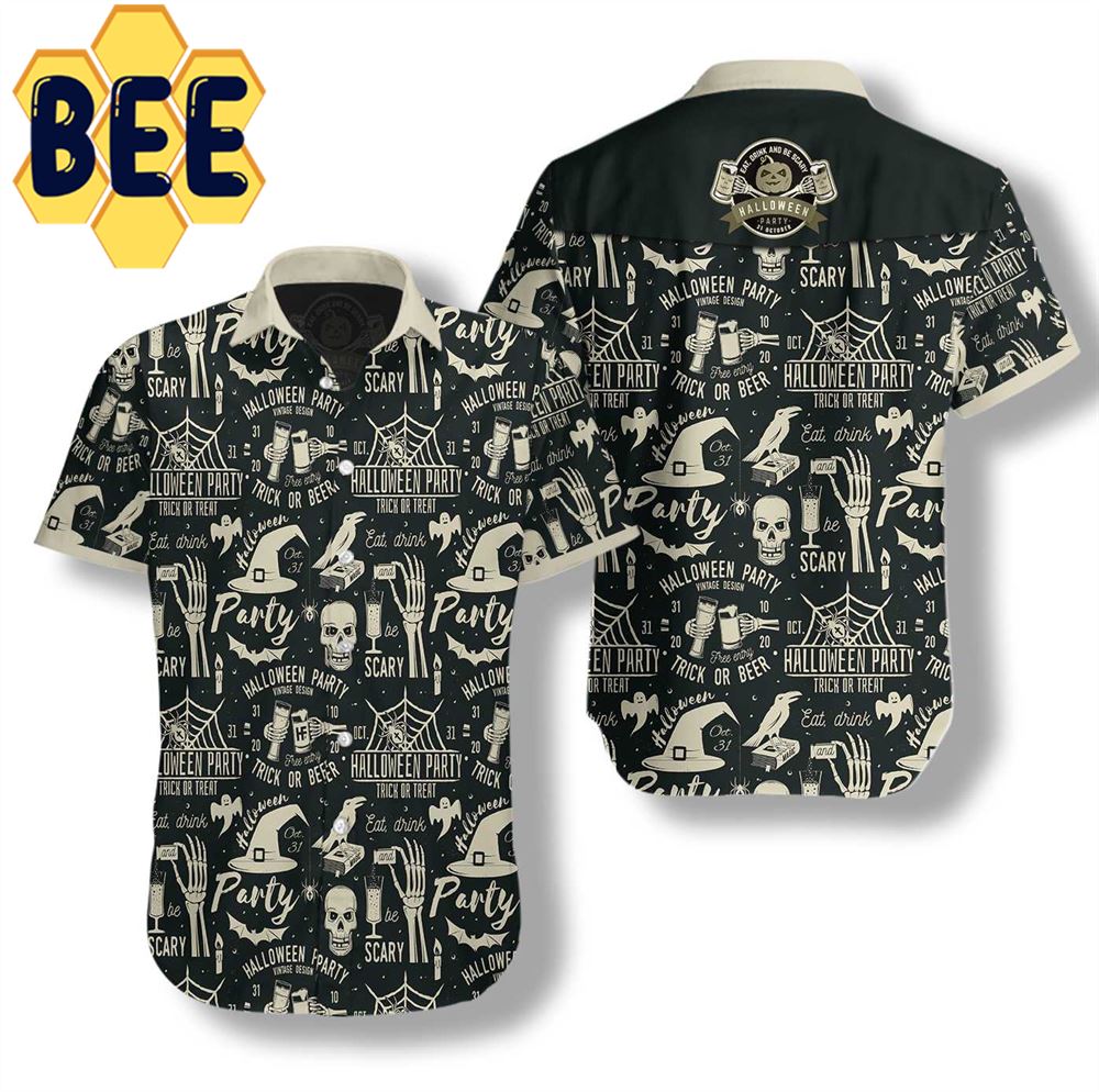 Retro Halloween Beer Party Hawaiian Shirt Retro Halloween Beer Party Hawaiian Shirt