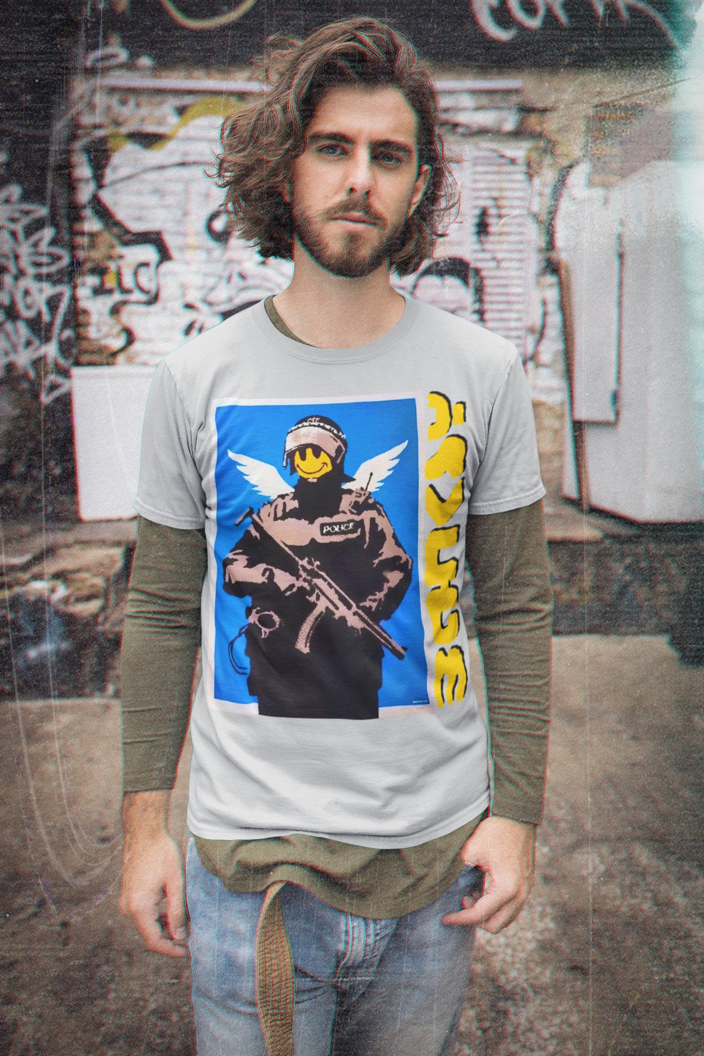 Retro Style Banksy Street Art Halloween Unisex T-Shirt Retro Style Banksy Street Art Halloween Unisex T-Shirt