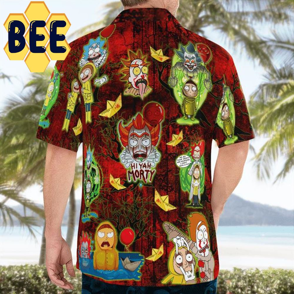 Rick And Morty IT Pennywise Movie Halloween Hawaiian Shirt Rick And Morty IT Pennywise Movie Halloween Hawaiian Shirt