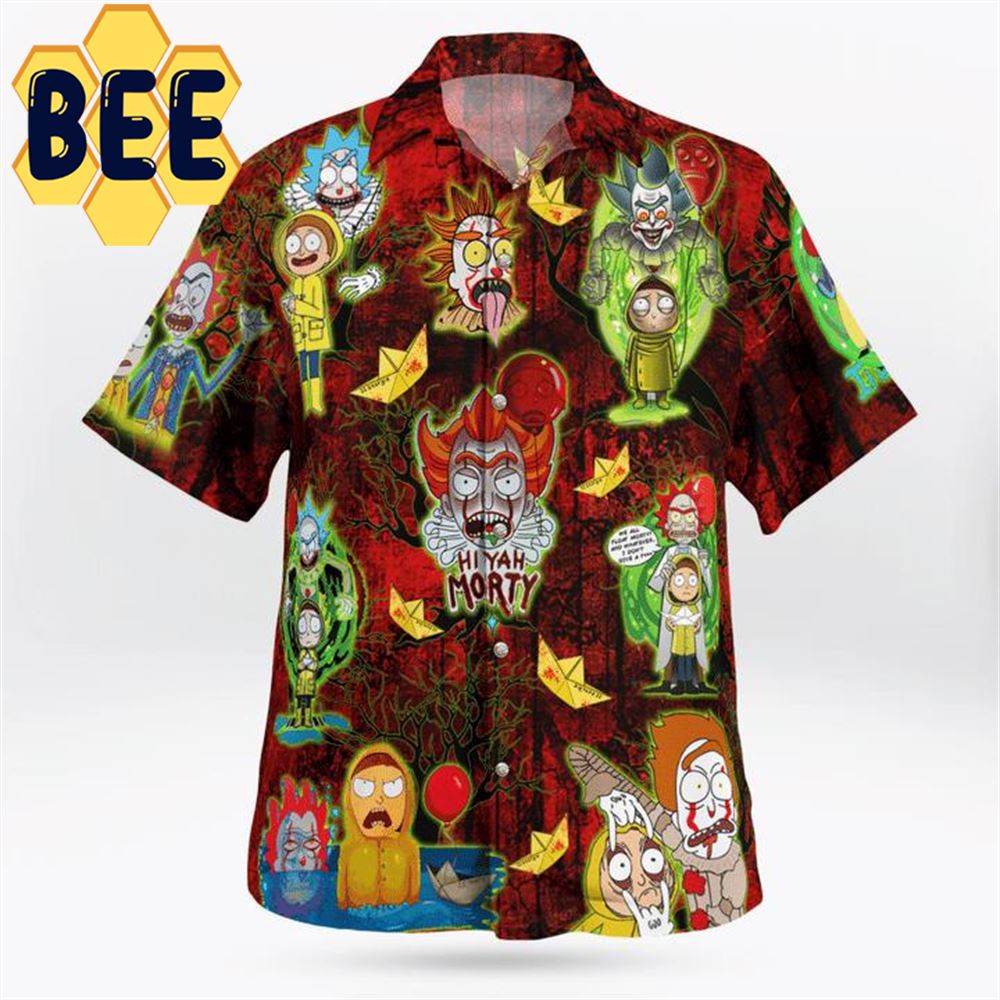 Rick And Morty IT Pennywise Movie Halloween Hawaiian Shirt Rick And Morty IT Pennywise Movie Halloween Hawaiian Shirt