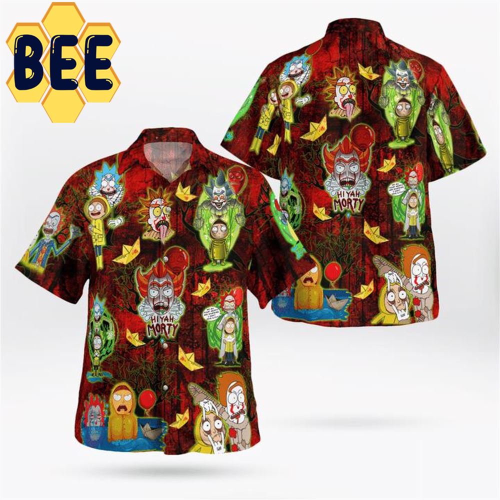 Rick And Morty IT Pennywise Movie Halloween Hawaiian Shirt Rick And Morty IT Pennywise Movie Halloween Hawaiian Shirt
