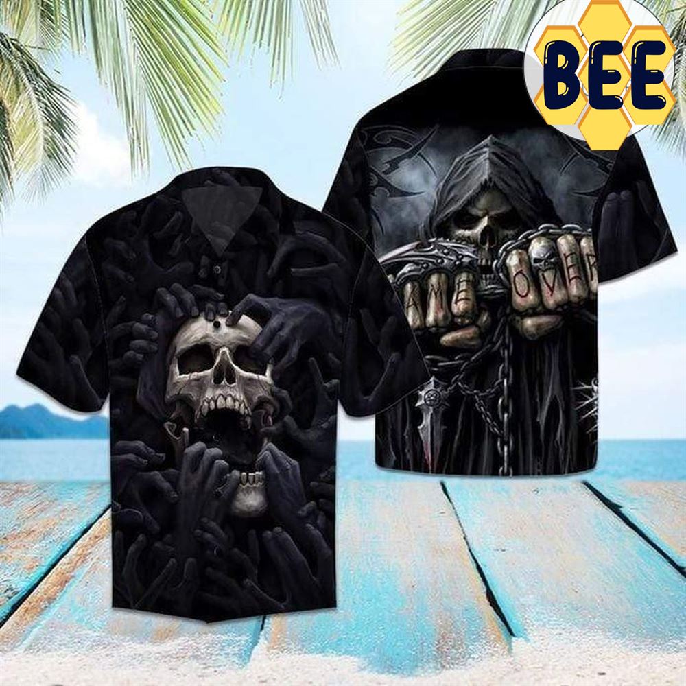 Scary Skeleton Skull Black Cool Halloween Hawaiian Shirts Scary Skeleton Skull Black Cool Halloween Hawaiian Shirts