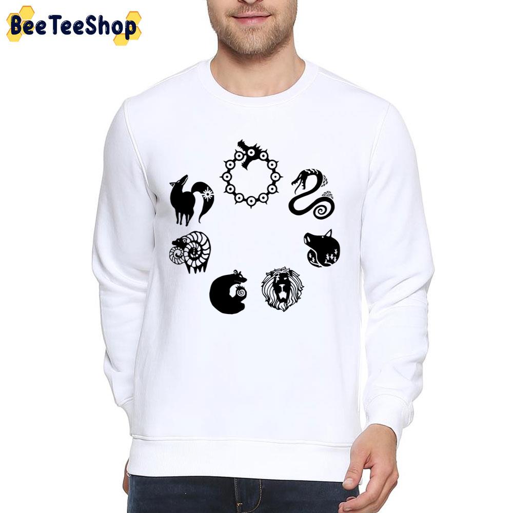Seven Sins Symbols White Unisex T-Shirt Seven Sins Symbols White Unisex T-Shirt