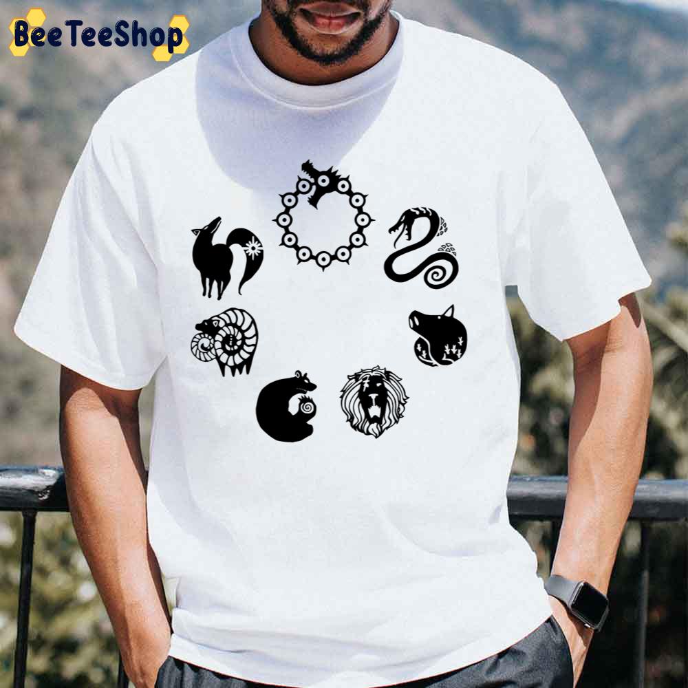 Seven Sins Symbols White Unisex T-Shirt Seven Sins Symbols White Unisex T-Shirt