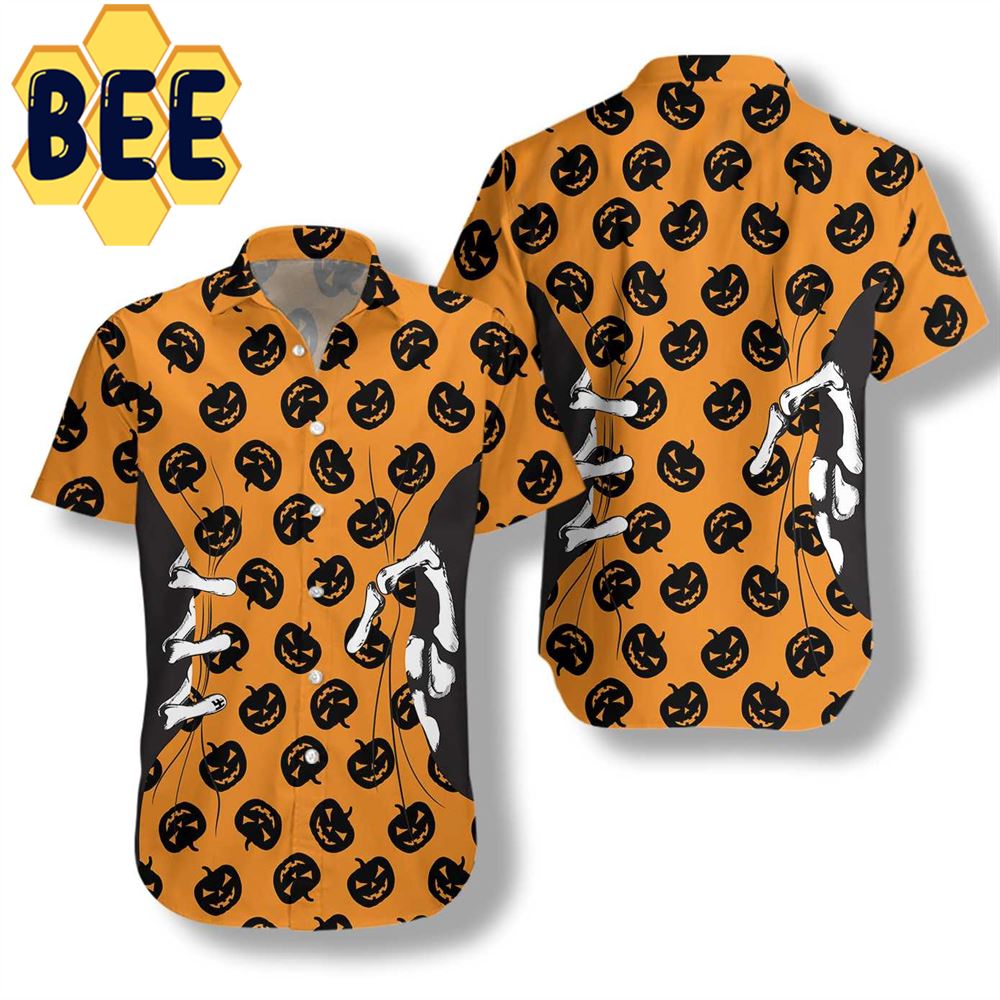 Skeleton Hand Halloween Hawaiian Shirt Skeleton Hand Halloween Hawaiian Shirt