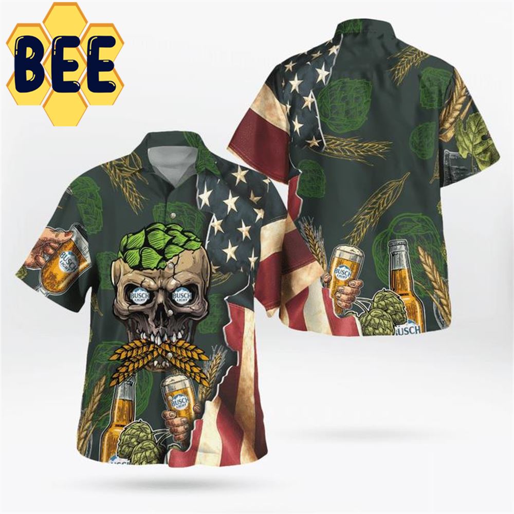 Skull Busch Light Beer Hawaiian Shirt Skull Busch Light Beer Hawaiian Shirt