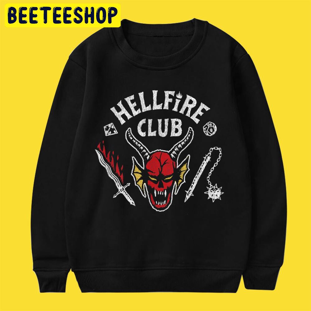 Stranger Things 4 Hellfire Club Skull ' Weapons Unisex T-Shirt Stranger Things 4 Hellfire Club Skull ' Weapons Unisex T-Shirt