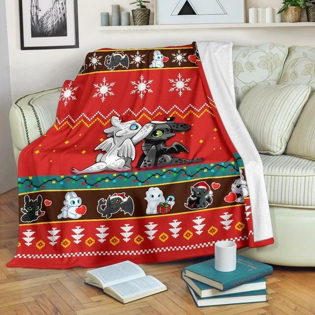 Toothless Light Fury Christmas Fleece Blanket Throw Blanket Gift Toothless Light Fury Christmas Fleece Blanket Throw Blanket Gift