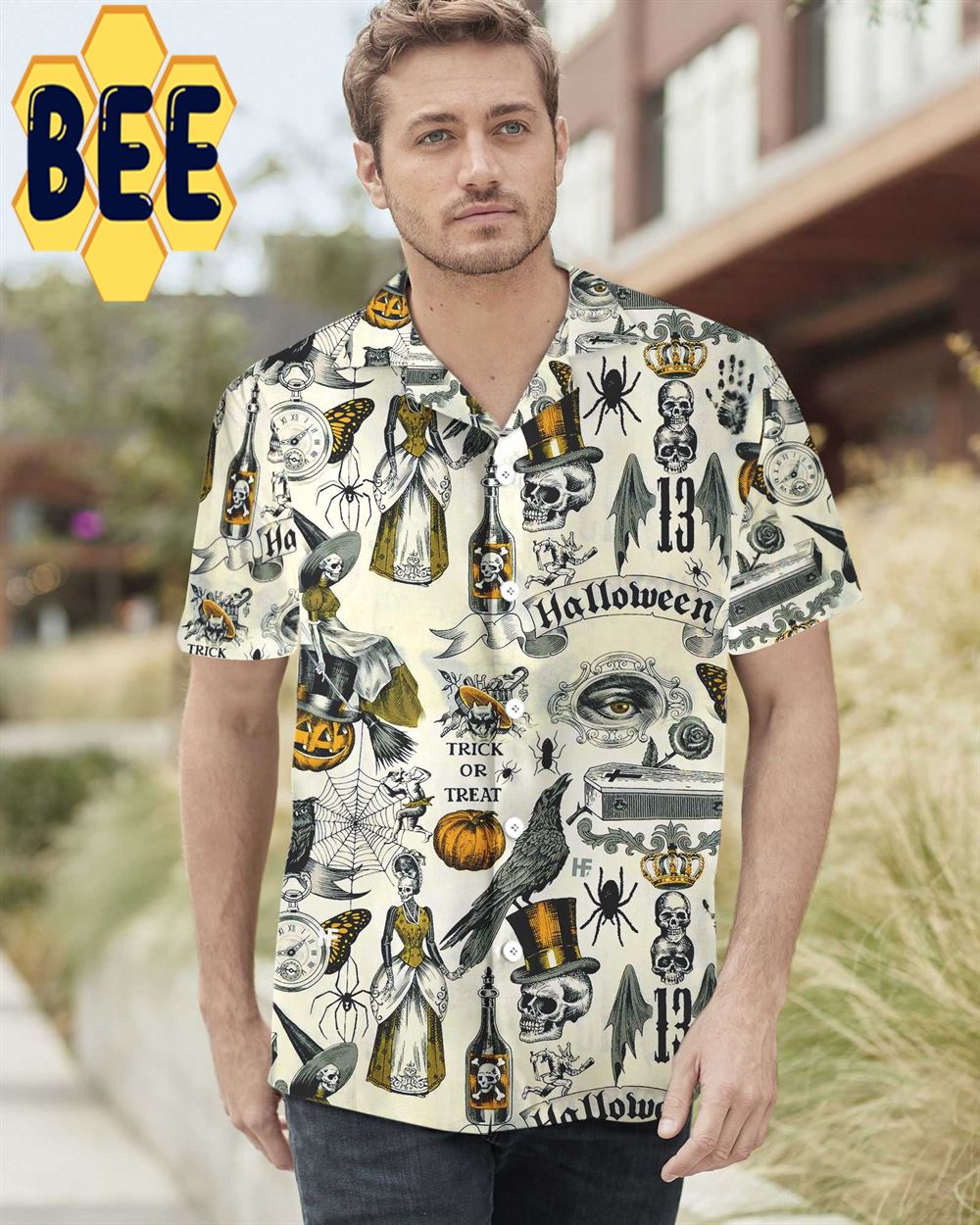 Trickery Halloween Pattern Hawaiian Shirt Trickery Halloween Pattern Hawaiian Shirt