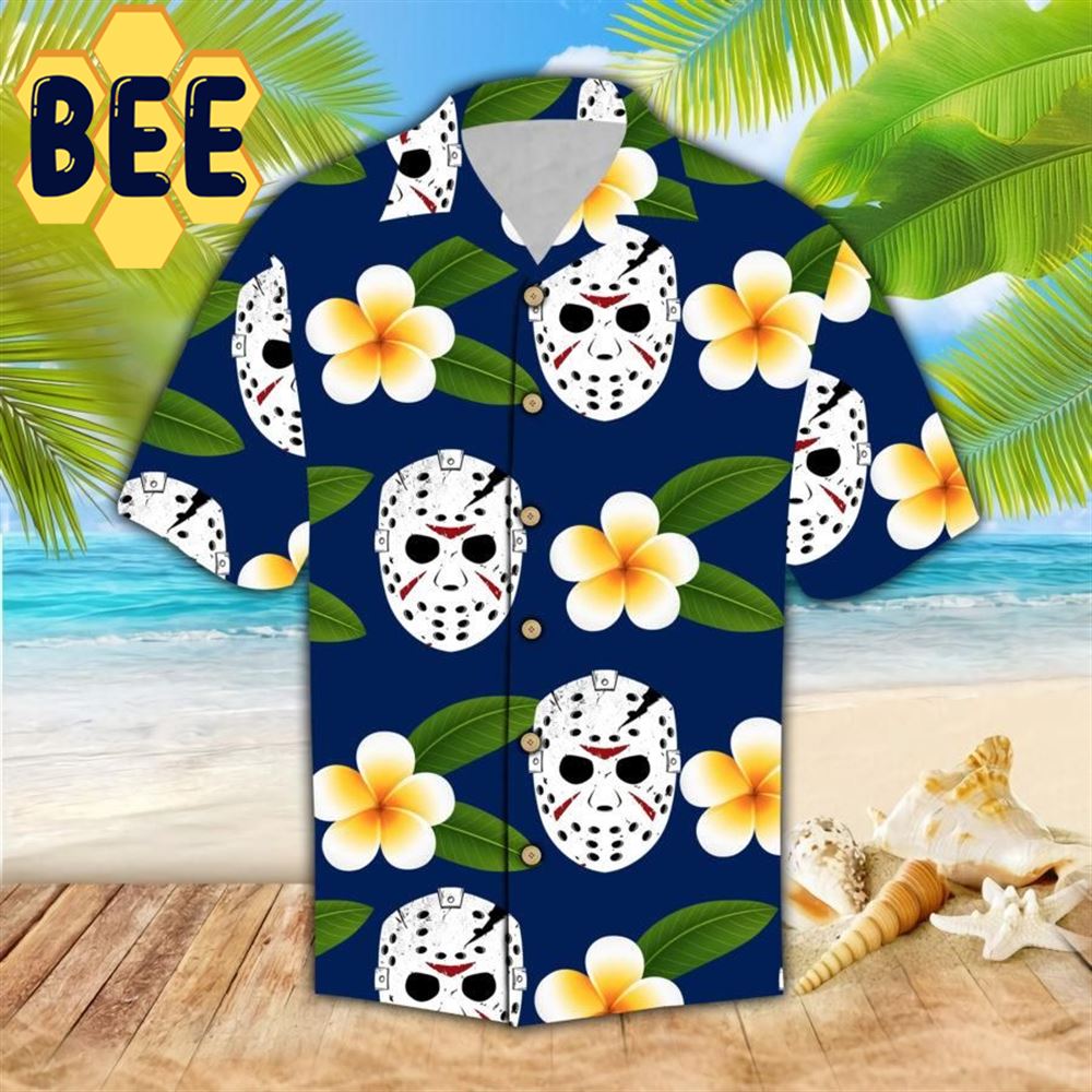 Tropical Floral Jason Voorhees Horror Movie Halloween Hawaiian Shirt Tropical Floral Jason Voorhees Horror Movie Halloween Hawaiian Shirt