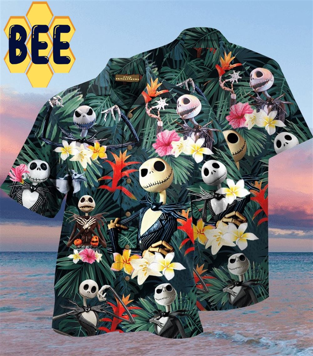 Tropical Jack Skellington Halloween Hawaiian Shirt Tropical Jack Skellington Halloween Hawaiian Shirt