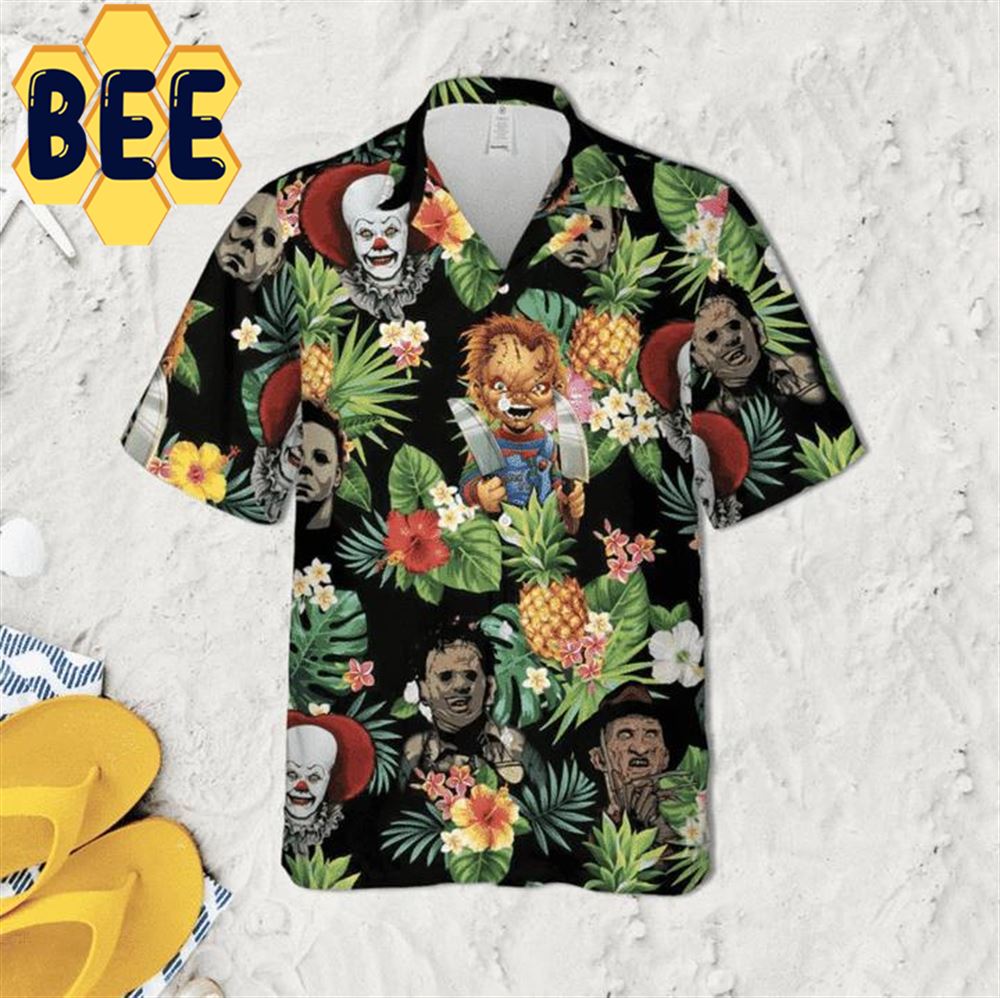 Tropical Killer Characters Halloween Hawaiian Shirt Tropical Killer Characters Halloween Hawaiian Shirt