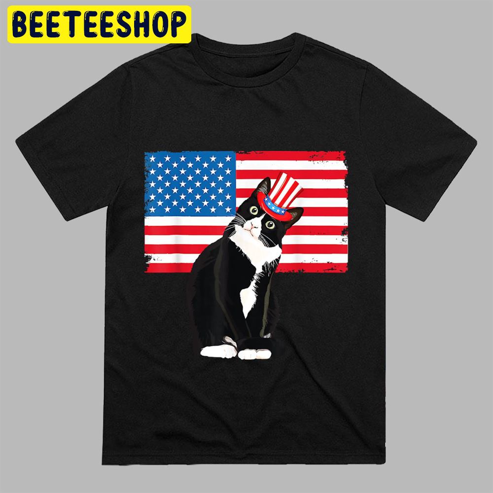 Tuxedo Cat 4th of July Hat Patriotic Art Unisex T-Shirt Tuxedo Cat 4th of July Hat Patriotic Art Unisex T-Shirt