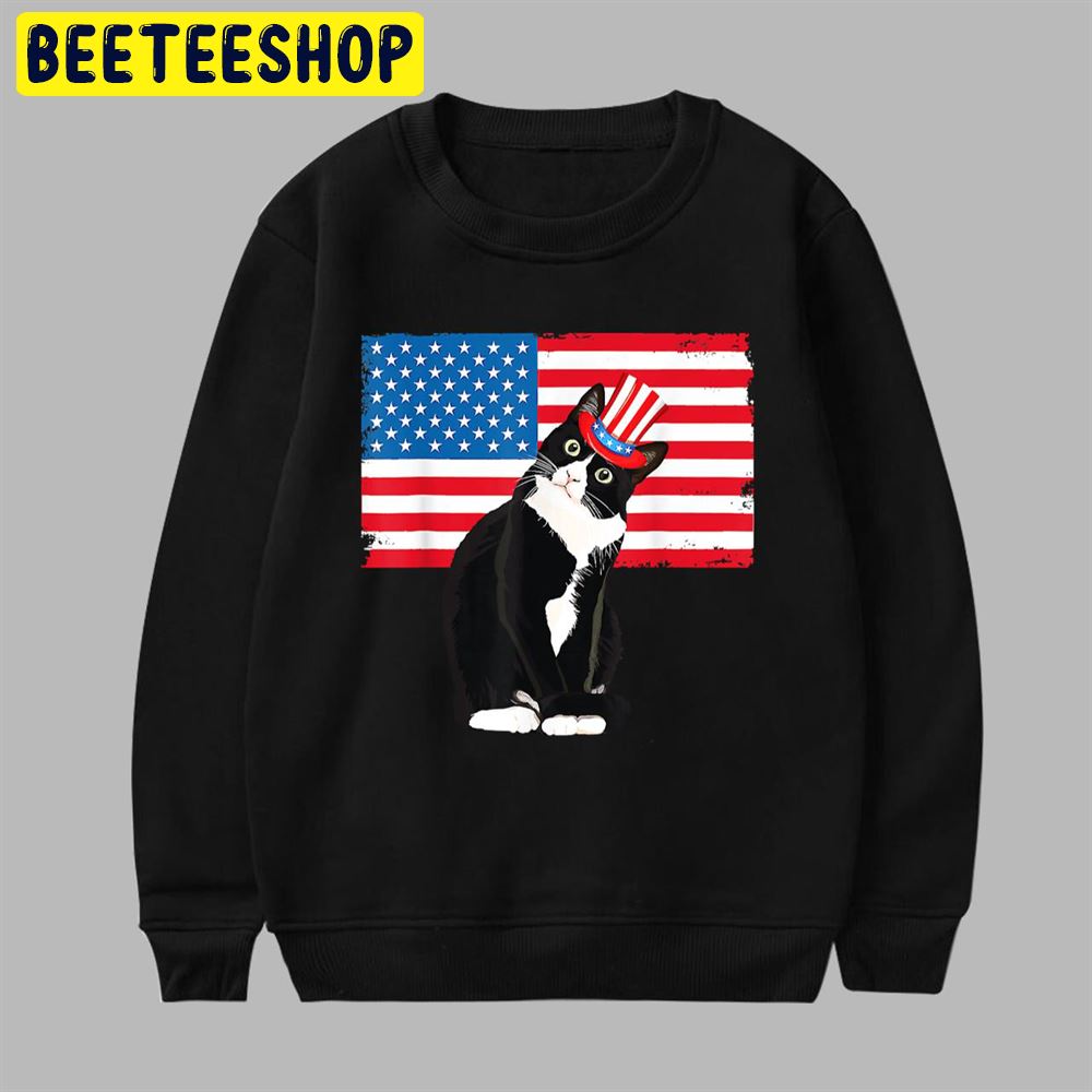 Tuxedo Cat 4th of July Hat Patriotic Art Unisex T-Shirt Tuxedo Cat 4th of July Hat Patriotic Art Unisex T-Shirt