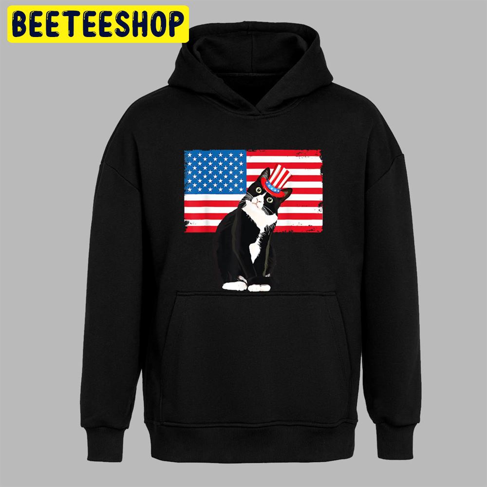 Tuxedo Cat 4th of July Hat Patriotic Art Unisex T-Shirt Tuxedo Cat 4th of July Hat Patriotic Art Unisex T-Shirt