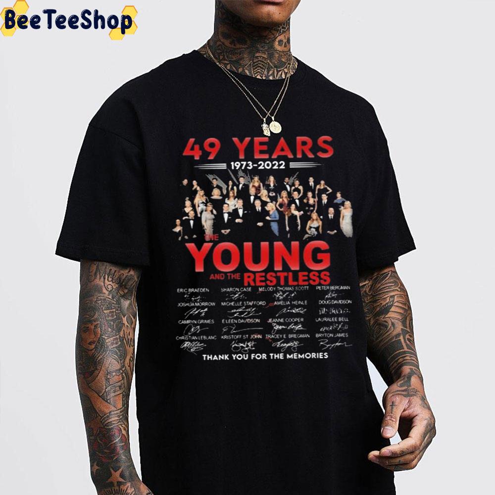 49 Years 1973 2022 The Young And The Restless Signatures Thank You For The Memories Trending Unisex T-Shirt 49 Years 1973 2022 The Young And The Restless Signatures Thank You For The Memories Trending Unisex T-Shirt