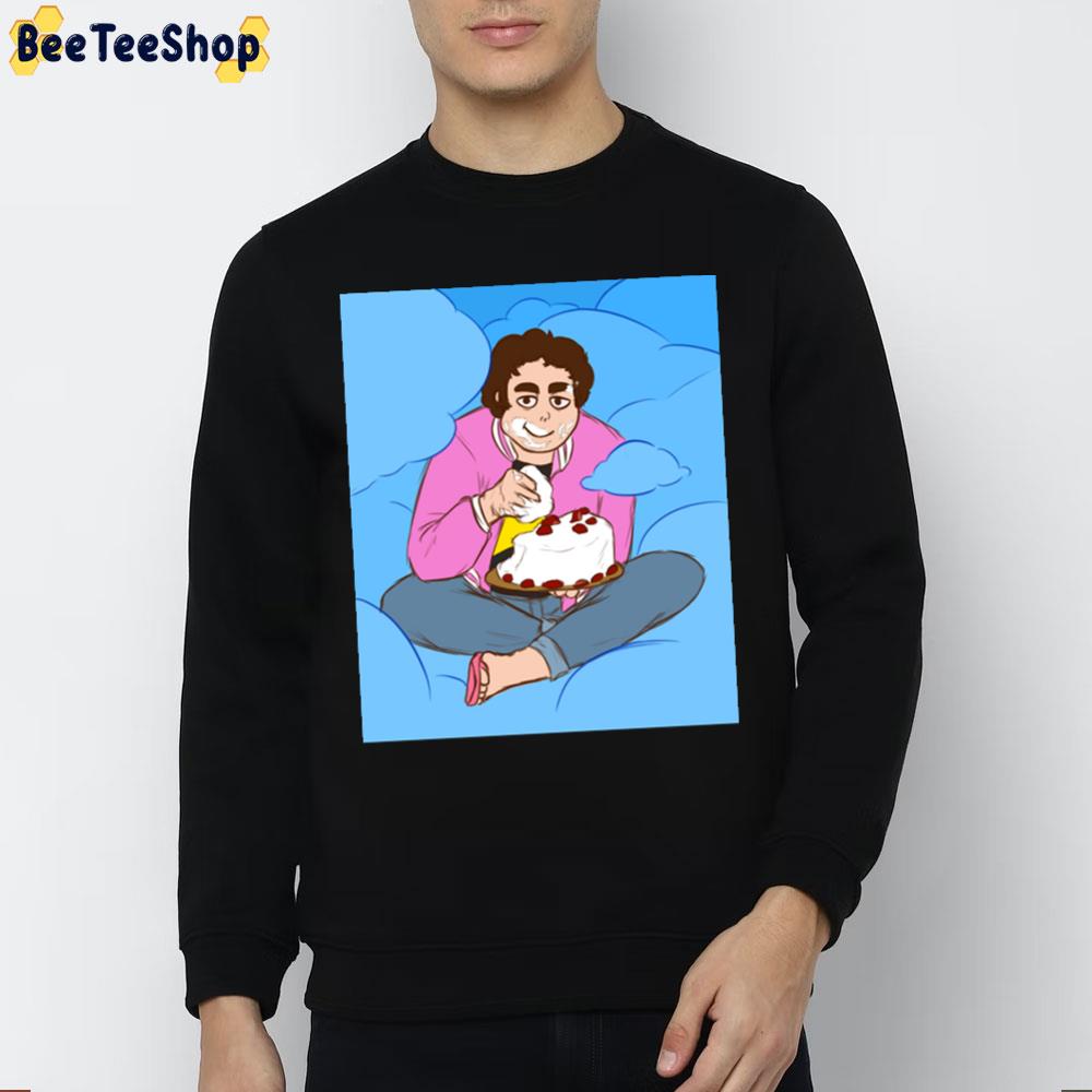 Cartoon Style Johnny Cash Eating Cake Trending Unisex T-Shirt Cartoon Style Johnny Cash Eating Cake Trending Unisex T-Shirt