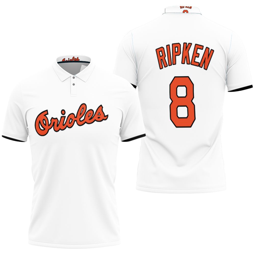 Art Baltimore Orioles Cal Ripken Jr #8 Mlb Mitchell Ness 1985 Cooperstown Collection Mesh White 2019 Polo Shirt Art Baltimore Orioles Cal Ripken Jr #8 Mlb Mitchell Ness 1985 Cooperstown Collection Mesh White 2019 Polo Shirt
